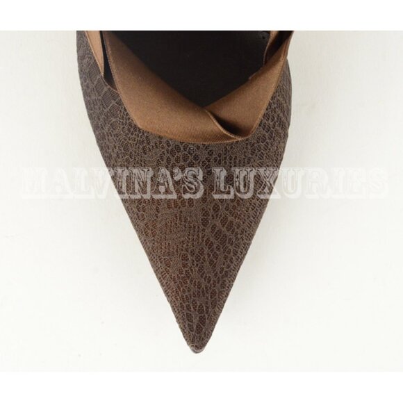 STELLA MCCARTNEY SHOES MESH & SATIN BROWN PUMPS sz 37.5 / 7.5 - Picture 8 of 13